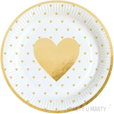talerzyki papierowe everyday love zlote serduszka amscan 23 cm 8 szt