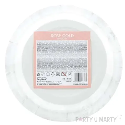 talerzyki papierowe exotic premium partydeco rozowe zloto 18 cm 6 szt