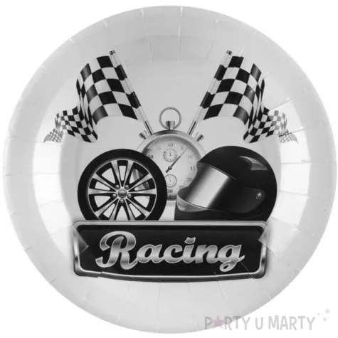 talerzyki papierowe f1 wyscigi samochodowe biale santex 10 szt