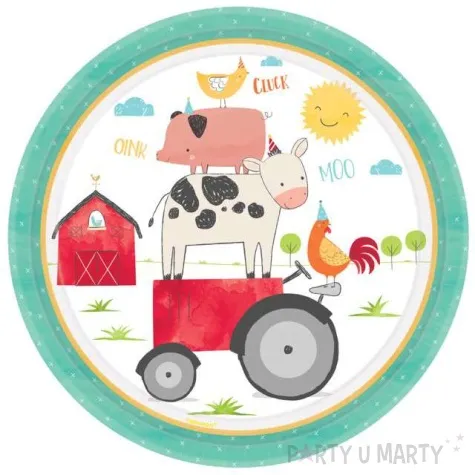 talerzyki papierowe farma zwierzeta na traktorze amscan