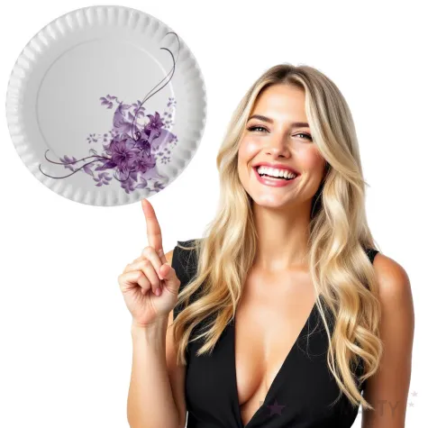 talerzyki papierowe fioletowy kwiat fsopakowania 23 cm 8 szt