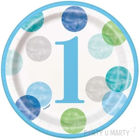 talerzyki papierowe first birthday unique 17 cm 8 szt