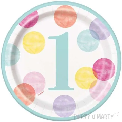 talerzyki papierowe first birthday unique 17 cm 8 szt