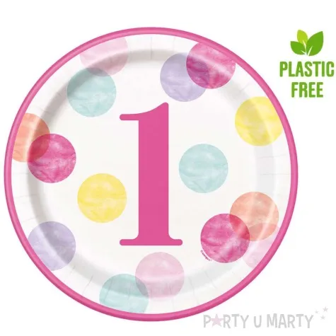 talerzyki papierowe first birthday unique 23 cm 8 szt