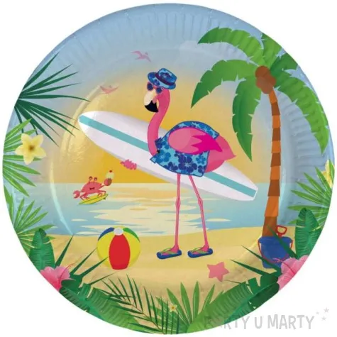 talerzyki papierowe flaming tropikalny klimat mix folat 23 cm 8 szt
