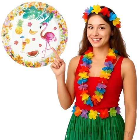 talerzyki papierowe flamingi hawajskie partypal 18 cm 6 szt
