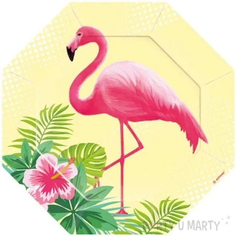 talerzyki papierowe flamingo paradise amscan 18 cm 6 szt