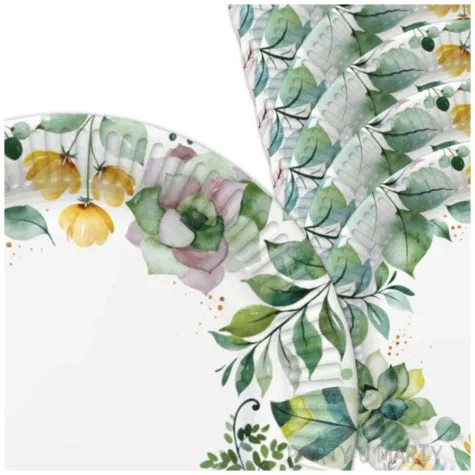 talerzyki papierowe floral akwarelowe galazki maki 23 cm 8 szt