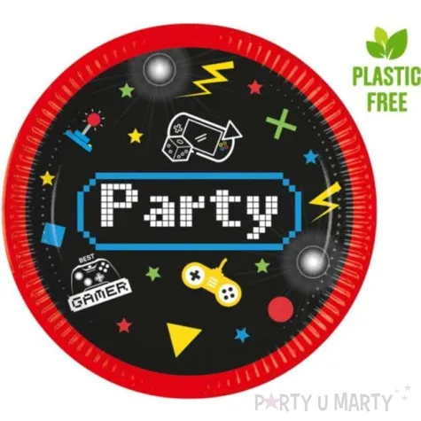 talerzyki papierowe gaming party procos 23 cm 8 szt