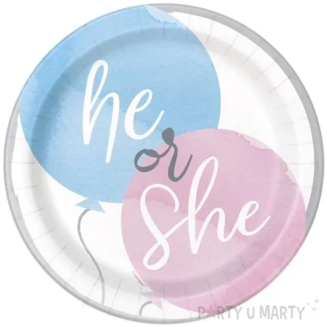 talerzyki papierowe gender party kolorowe godan 18 cm 8 szt