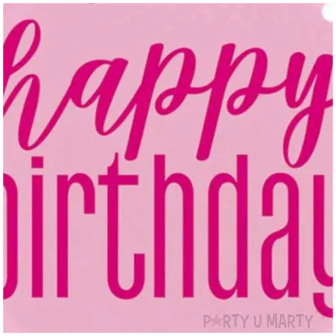 talerzyki papierowe glitz happy birthday rozowe unique 23 cm 8 szt