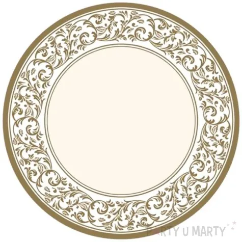 talerzyki papierowe gold ornament rokoko zloty maki 18 cm 8 szt
