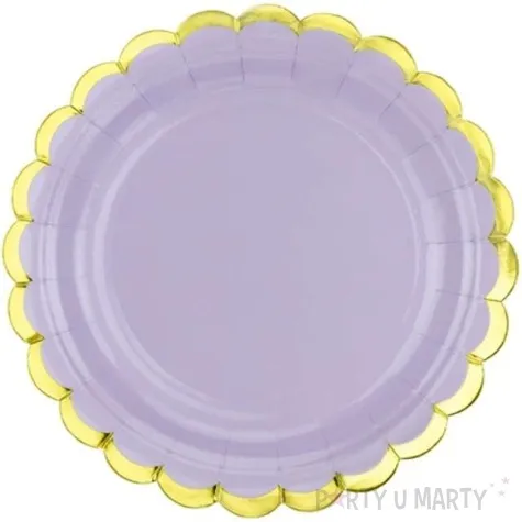 talerzyki papierowe golden border liliowe jasne partydeco 18 cm 6 szt