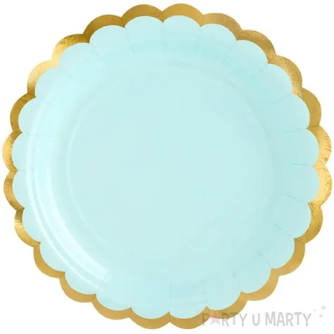 talerzyki papierowe golden border mietowe partydeco 18 cm 6 szt