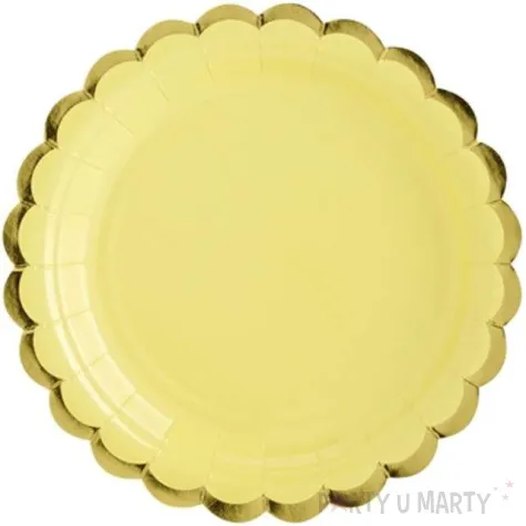 talerzyki papierowe golden border zolte partydeco 18 cm 6 szt