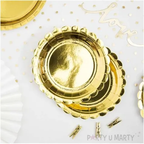 talerzyki papierowe golden plate zlote partydeco 18 cm 6 szt