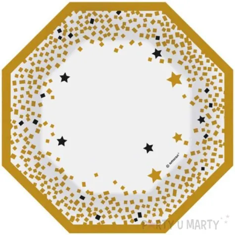 talerzyki papierowe golden wishes amscan 18 cm 6 szt