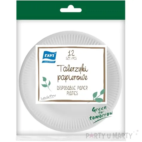 talerzyki papierowe green for tomorrow eco biale ravi 18 cm 12 szt