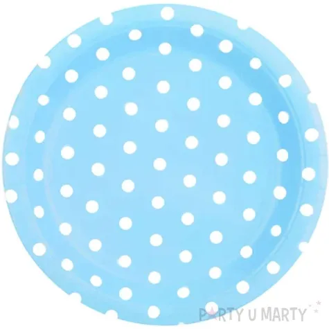 talerzyki papierowe grochy niebieski partpal 18 cm 6 szt