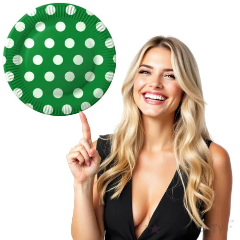 talerzyki papierowe grochy zielony fsopakowania 23 cm 8 szt