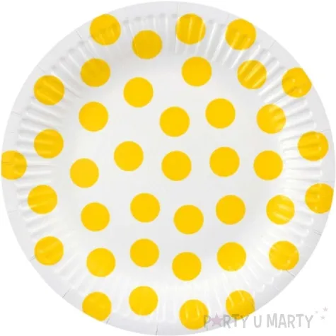 talerzyki papierowe groszki zolte 18 cm 6 szt