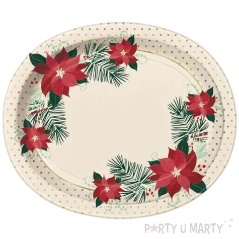 talerzyki papierowe gwiazda betlejemska poinsecja owal unique 30 cm 8 szt