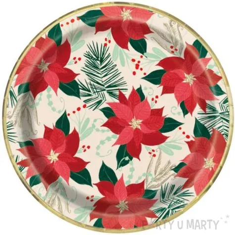 talerzyki papierowe gwiazda betlejemska poinsecja unique 23 cm 8 szt