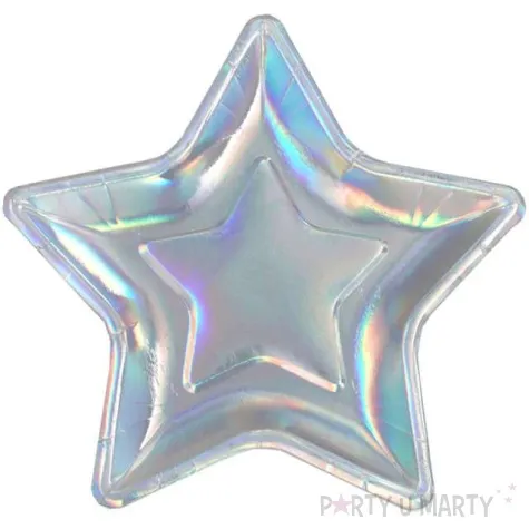 talerzyki papierowe gwiazda opalizujacy santex 22 cm 10 szt