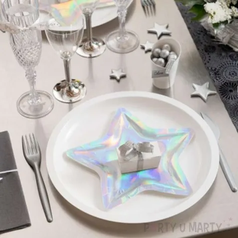 talerzyki papierowe gwiazda opalizujacy santex 22 cm 10 szt