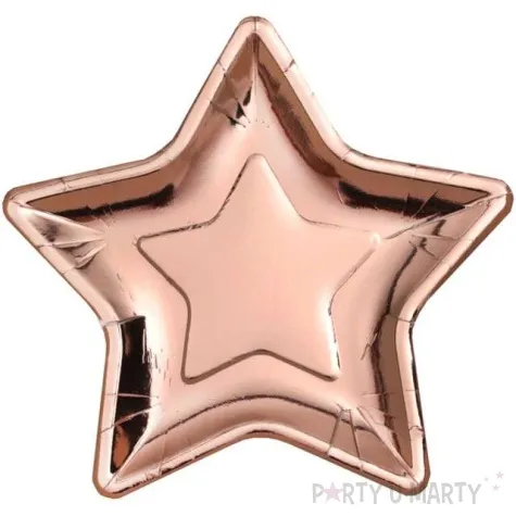 talerzyki papierowe gwiazda rozowo zloty santex 22 cm 10 szt