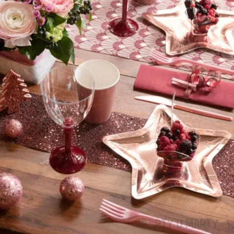 talerzyki papierowe gwiazda rozowo zloty santex 22 cm 10 szt