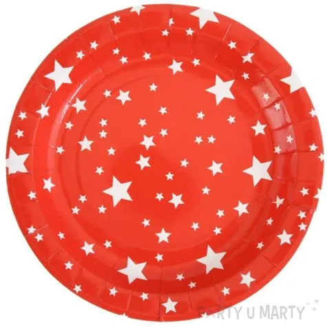 talerzyki papierowe gwiazdki czerwone santex 23 cm 10 szt
