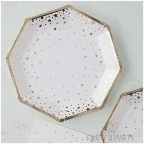 talerzyki papierowe gwiazdki metalic ginger ray 23 cm 8 szt