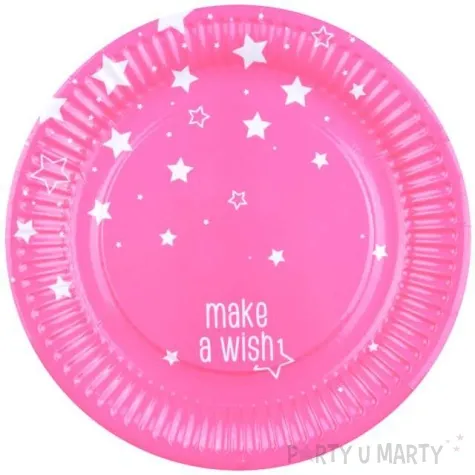 talerzyki papierowe gwiazdki rozowe 18 cm 8 szt