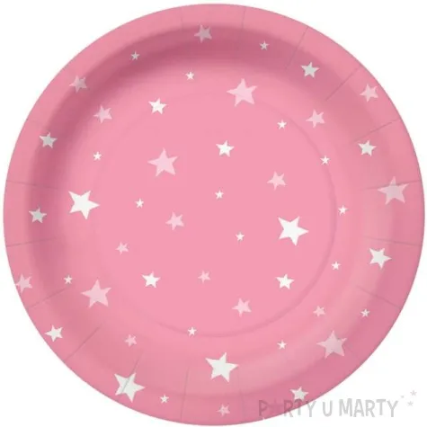 talerzyki papierowe gwiazdki rozowe paw 18 cm 10 szt