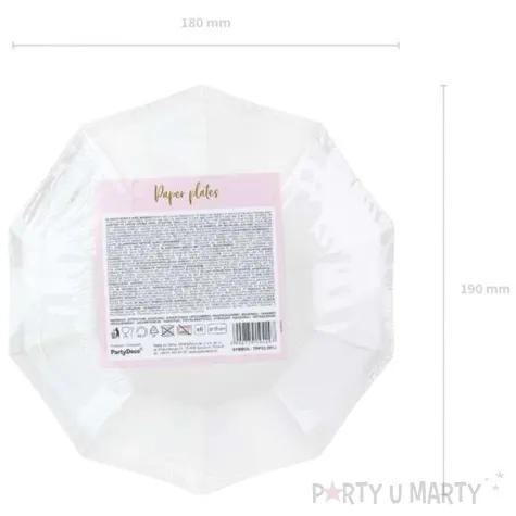 talerzyki papierowe gwiazdki rozowo jasne partydeco 18 cm 6 szt