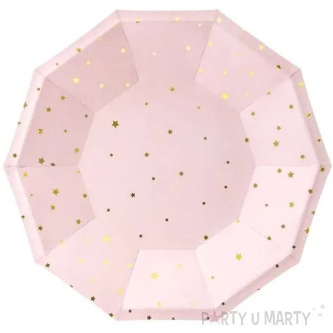 talerzyki papierowe gwiazdki rozowo jasne partydeco 18 cm 6 szt