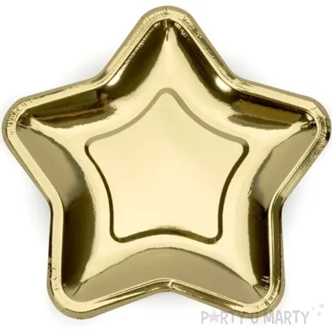 talerzyki papierowe gwiazdki zlote chrom 23 cm 6 szt