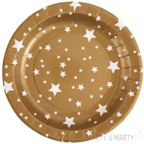 talerzyki papierowe gwiazdki zlote santex 23 cm 10 szt
