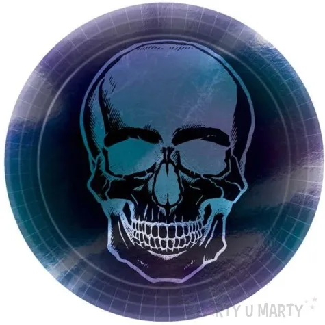 talerzyki papierowe halloween czaszka granatowe amscan 23 cm 8 szt