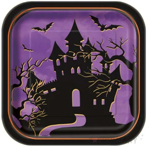 talerzyki papierowe halloween haunted house unique 18 cm 8 szt