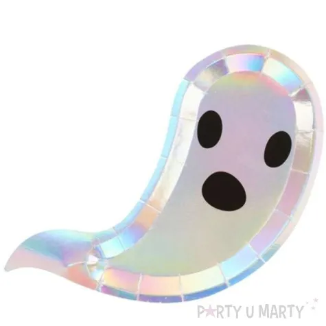 talerzyki papierowe halloweenowy duszek perlowy smiffys 14 5x19 cm