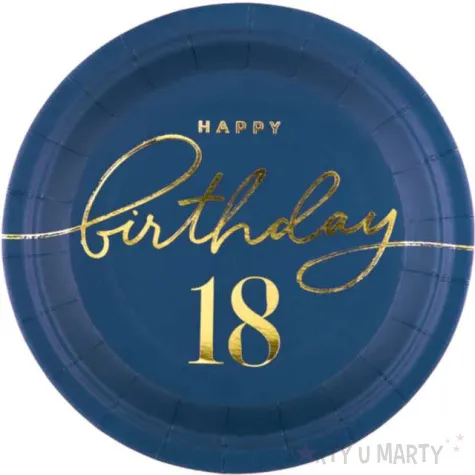 talerzyki papierowe happy birthday 18 granatowy partypal 18 cm 6 szt