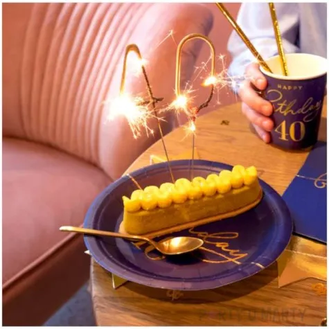 talerzyki papierowe happy birthday 40 granatowy partypal 18 cm 6 szt