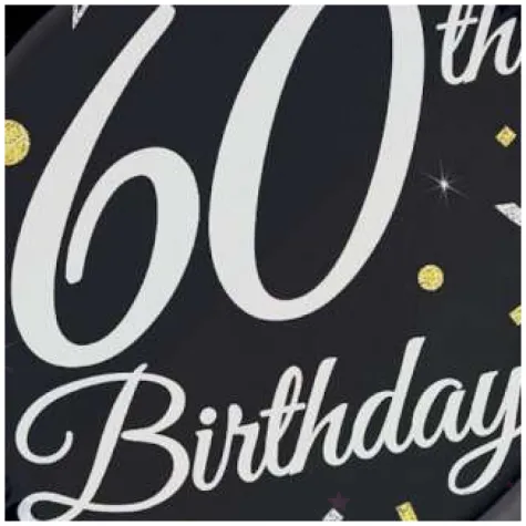 talerzyki papierowe happy birthday 60 urodziny b c czarny godan 18 cm 8 szt