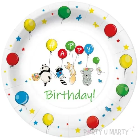 talerzyki papierowe happy birthday baloniki paw 23 cm 10 szt