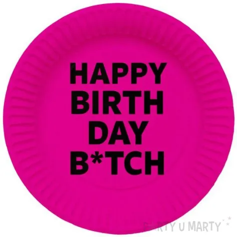 talerzyki papierowe happy birthday bitch rozowe folat 23 cm 8 szt
