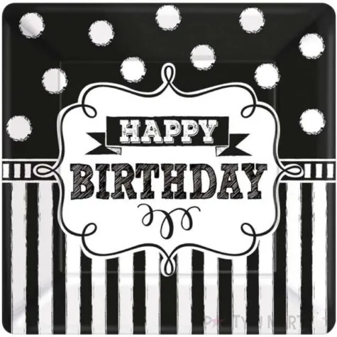 talerzyki papierowe happy birthday chalkboard 18 cm 8 szt
