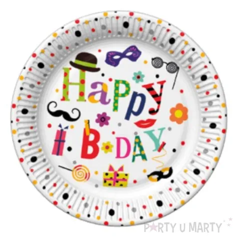 talerzyki papierowe happy birthday funny b day mix maki 18 cm 8 szt