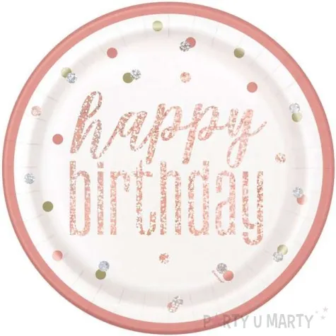 talerzyki papierowe happy birthday glitz unique 23 cm 8 szt